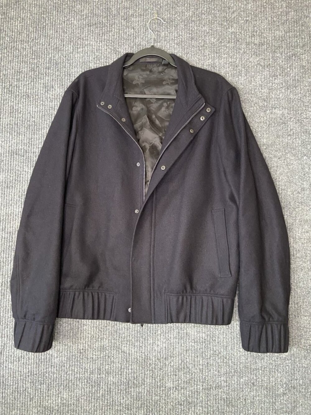 TED BAKER Gents Navy Wool 263575 mmo Gallan Bomber Jacket Size 4 (M)